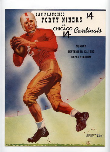 1953 San Francisco 49ers vs Chicago Cardinals Pro Football Program
