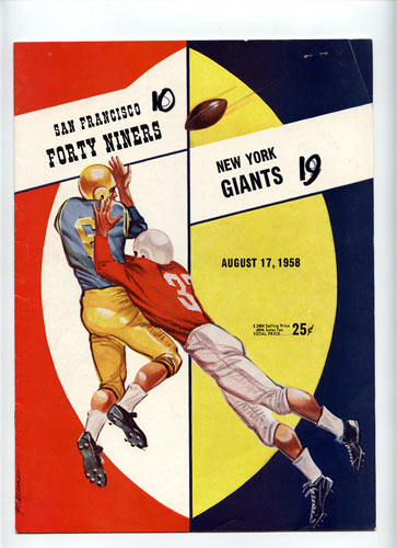 1958 San Francisco 49ers vs New York Giants Pro Football Program