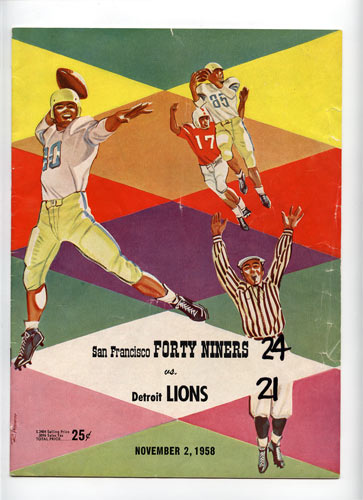 1958 San Francisco 49ers vs Detroit Lions Pro Football Program