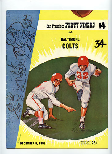 1959 San Francisco 49ers vs Baltimore Colts Pro Football Program