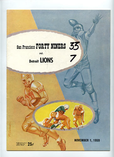 1959 San Francisco 49ers vs Detroit Lions Pro Football Program