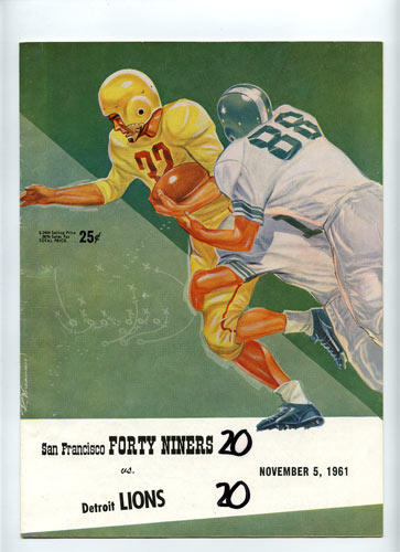 1961 San Francisco 49ers vs Detroit Lions Pro Football Program