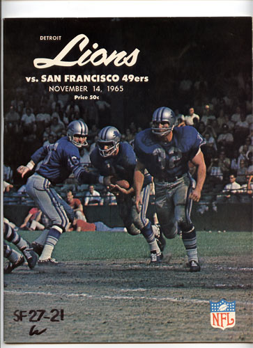 1965 San Francisco 49ers vs Detroit Lions Pro Football Program