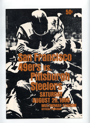 1966 San Francisco 49ers vs Pittsburgh Steelers Pro Football Program