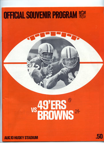 1969 San Francisco 49ers vs Cleveland Browns Pro Football Program