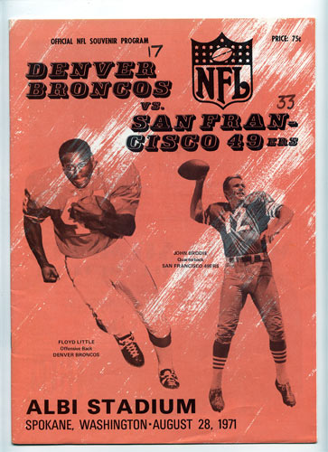 1971 San Francisco 49ers vs Denver Broncos Pro Football Program