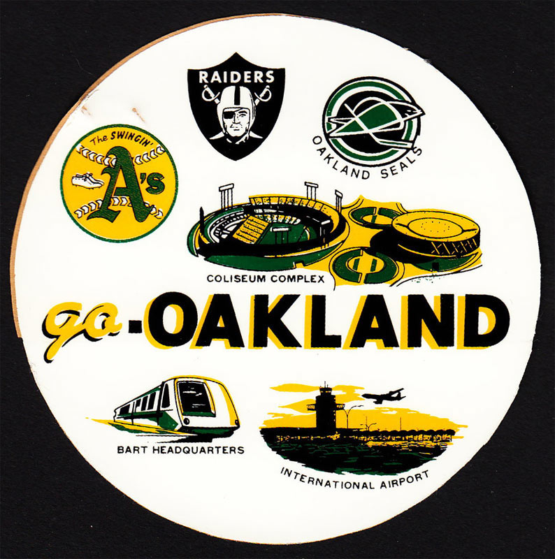 go Oakland 70's A's Raiders Seals Coliseum BART Sticker