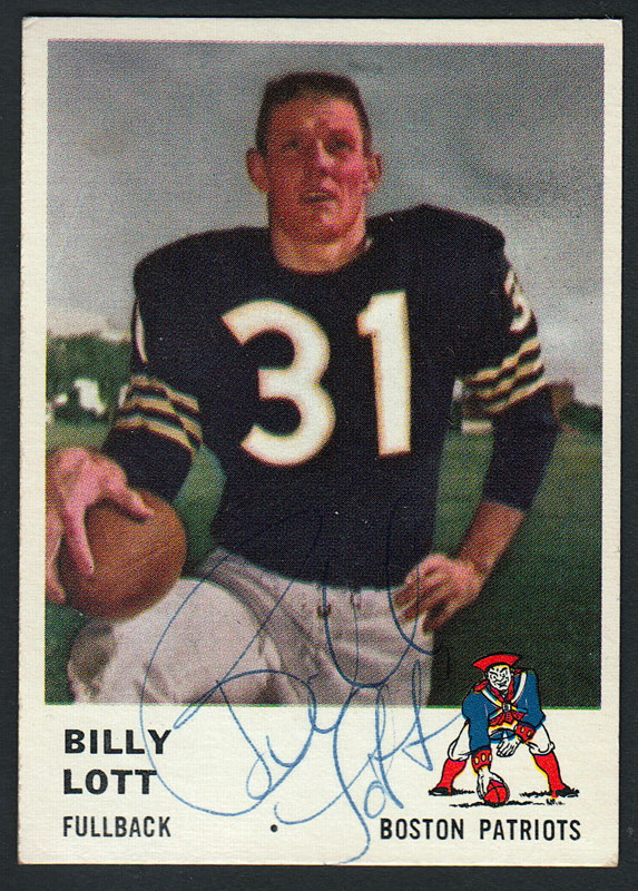 Billy Lott 1961 Fleer #178 Autographed Football Card