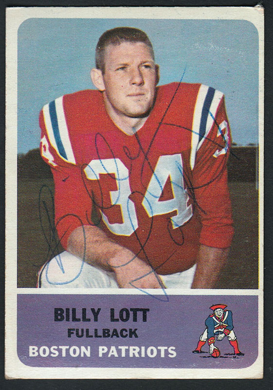 Billy Lott 1962 Fleer #1 Autographed Football Card