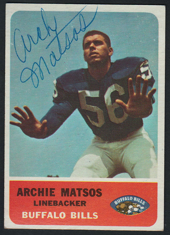 Archie Matsos 1962 Fleer #20 Autographed Football Card