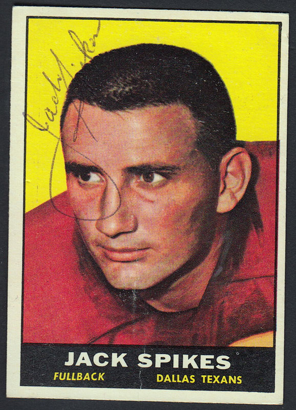 Jack Spikes 1961 Topps #138 Autographed Football Card