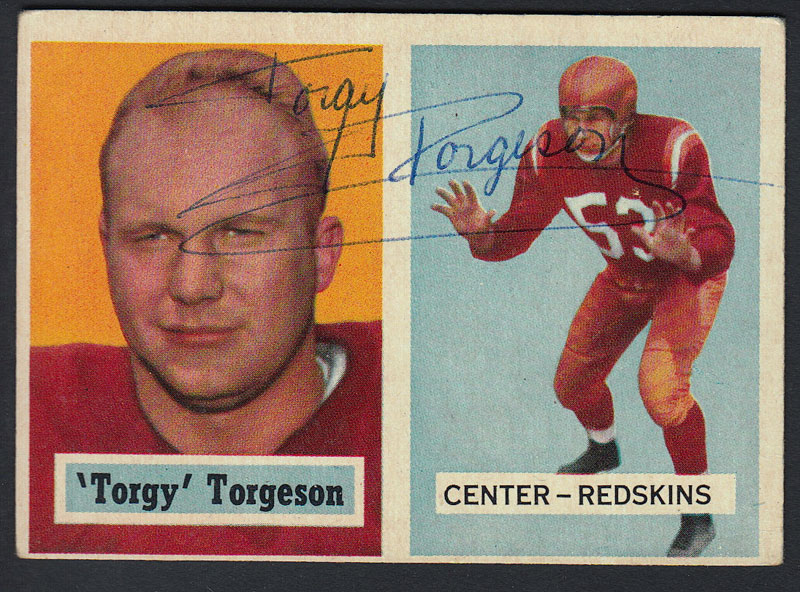 Torgy Torgeson 1957 Topps #12 Autographed Football Card