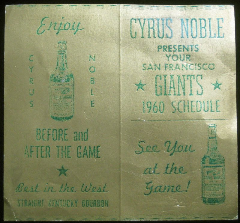 1960 San Francisco Giants Pocket Schedule