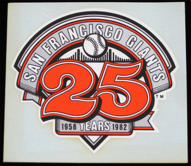 San Francisco Giants 25th Anniversary Window Transfer  Decal