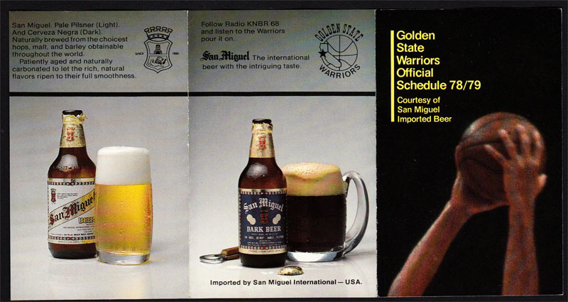 Golden State Warriors 1978/79 Pocket NBA Oakland Basketball Pocket Schedule