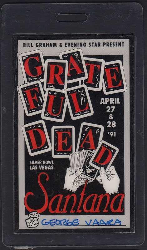 Grateful Dead Santana Las Vegas 1991 Crew Pass Laminate