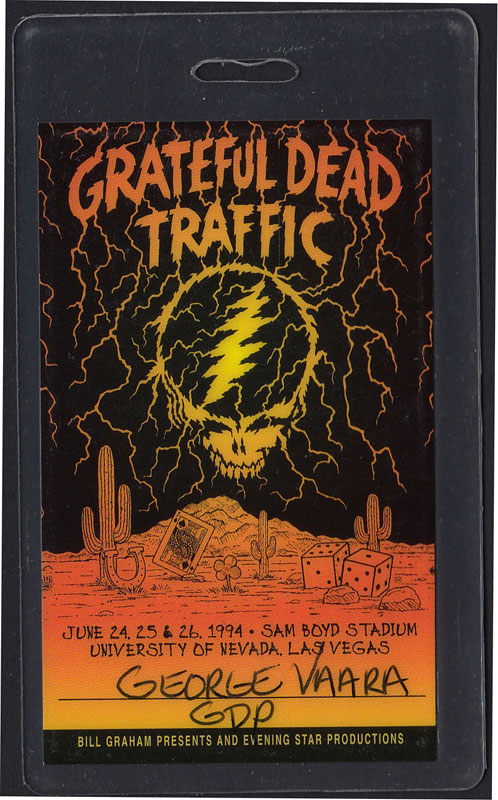 Grateful Dead Traffic 1994 Las Vegas Crew Pass Laminate