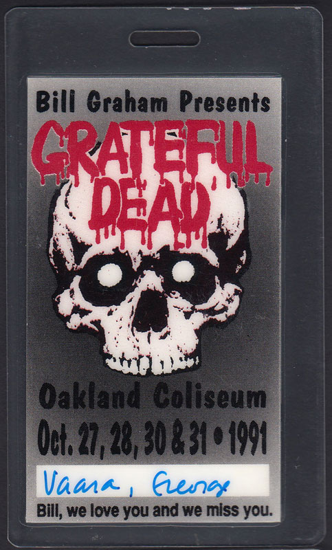 Grateful Dead Oakland 1991 Crew Pass Laminate