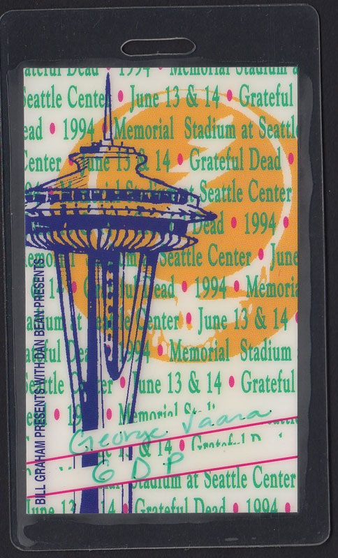 Grateful Dead 1994 Seattle Center Crew Pass Laminate