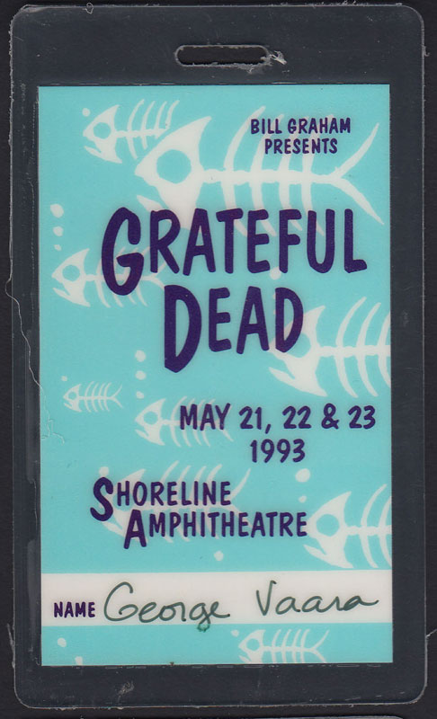 Grateful Dead May 1993 Shoreline Crew Pass Laminate