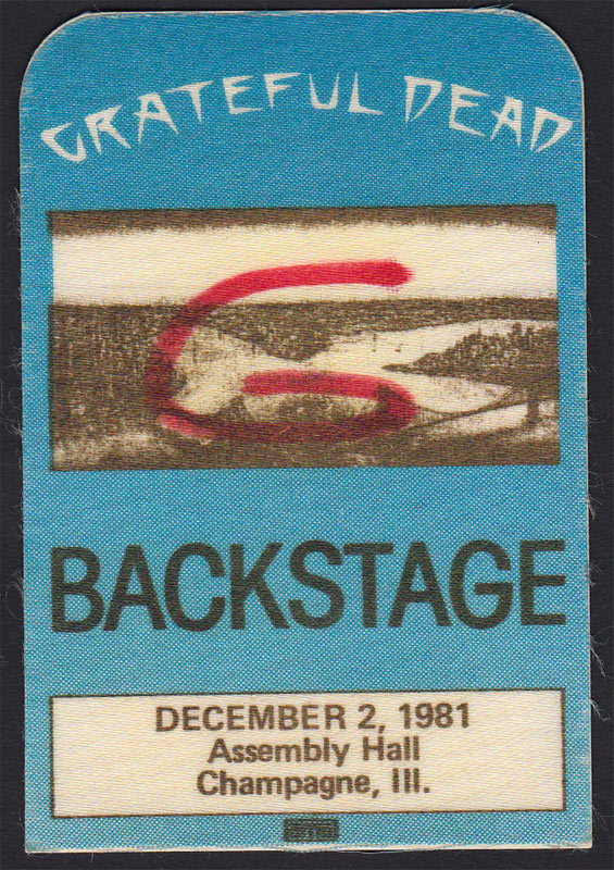 Grateful Dead 12/2/1981 Champaign IL Backstage Pass