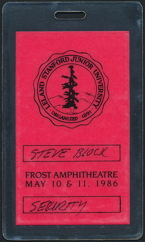 Grateful Dead 1986 Stanford BGP Staff Security Laminate