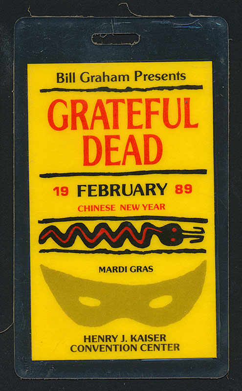 Grateful Dead Mardi Gras 1989 Chinese New Year BGP Staff Laminate