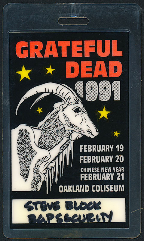 Grateful Dead 1991 Chinese New Year BGP Staff Laminate