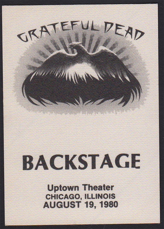 Grateful Dead 8/19/1980 Chicago Backstage Pass