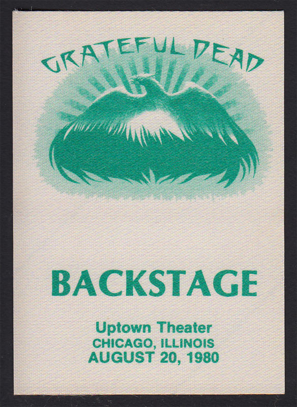 Grateful Dead 8/20/1980 Chicago Backstage Pass