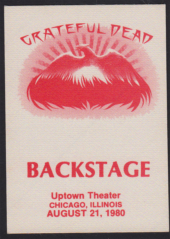 Grateful Dead 8/21/1980 Chicago Backstage Pass