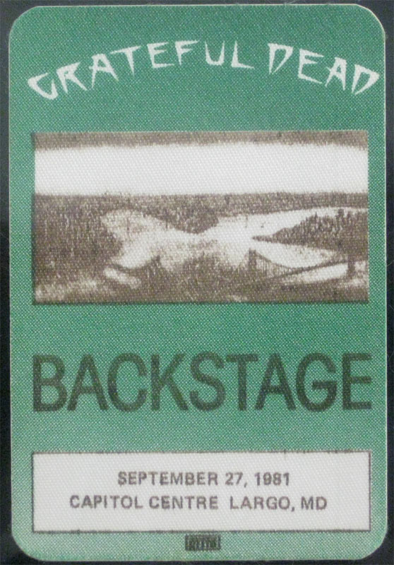 Grateful Dead 9/27/1981 Washington DC Backstage Pass