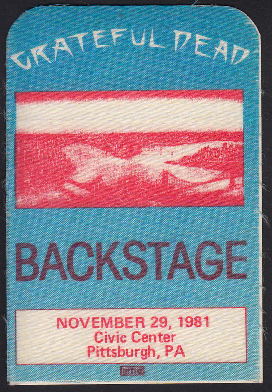 Grateful Dead 11/29/1981 Pittsburgh Backstage Pass