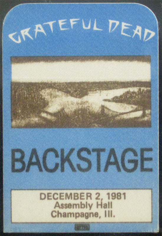 Grateful Dead 12/2/1981 Champaign IL Backstage Pass