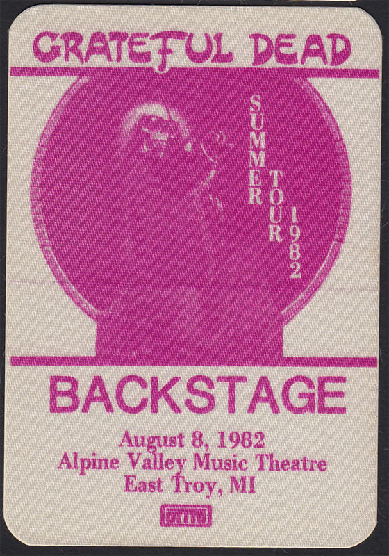Grateful Dead 8/8/1982 East Troy WI Backstage Pass