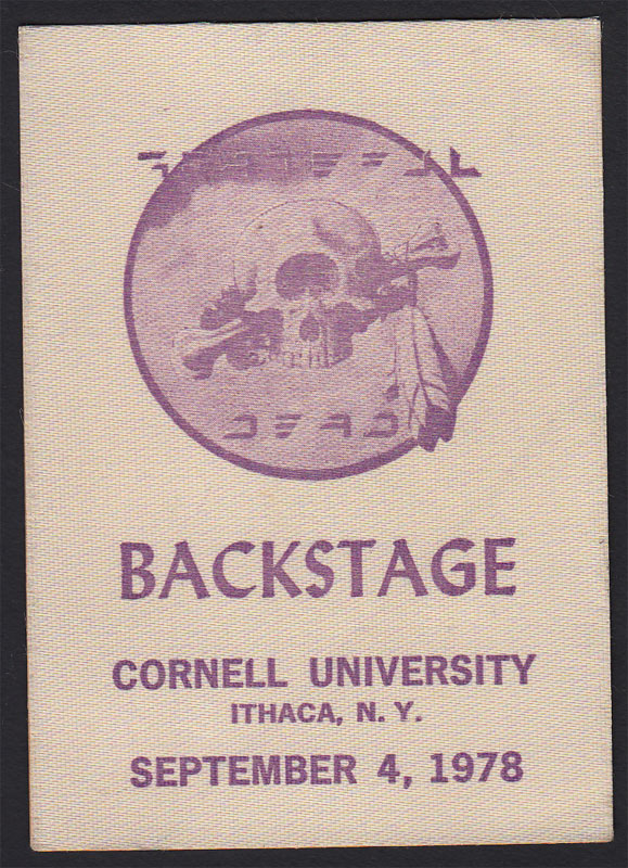 Alton Kelley Grateful Dead 9/4/1978 Cornell University Backstage Pass