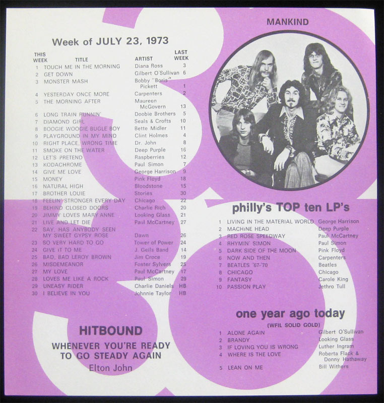 WFIL Top 30 July 23 1973 Radio Survey