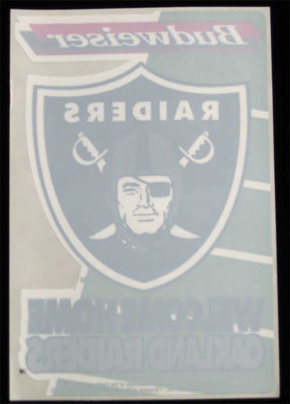 Oakland Raiders Welcome Home 1995 Budweiser Promo Window Cling Decal