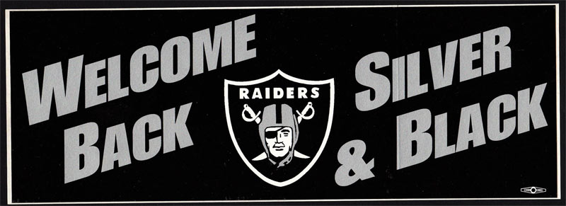 Oakland Raiders  _RARE_ Welcome Back Bumper Sticker VTG Los Angeles NFL football Bumper Sticker