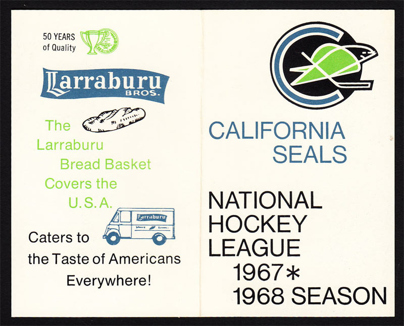 Oakland California Seals 1967-68 Pocket Schedule Pocket Schedule