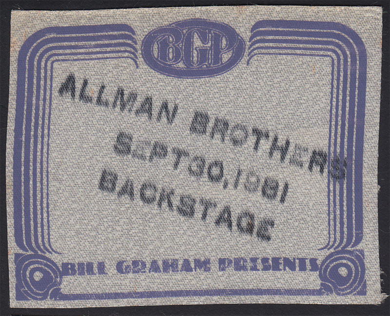 Allman Brothers Backstage Pass