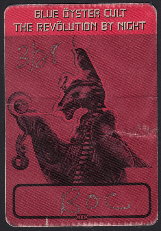 Blue Oyster Cult Revolution By Night Backstage Pass