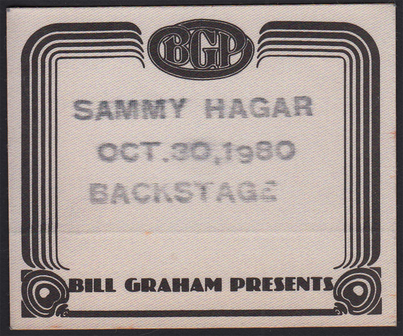 Sammy Hagar Backstage Pass