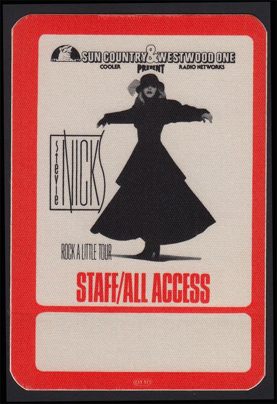 Stevie Nicks Rock a Little Tour 1986 Staff All Access Backstage Pass