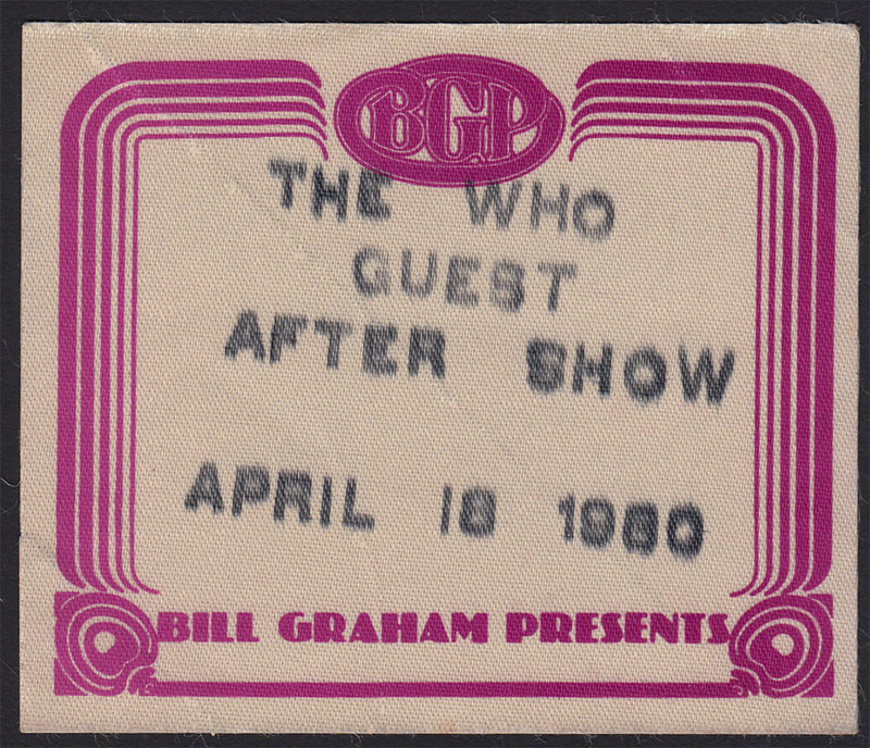 The Who After Show Backstage Pass