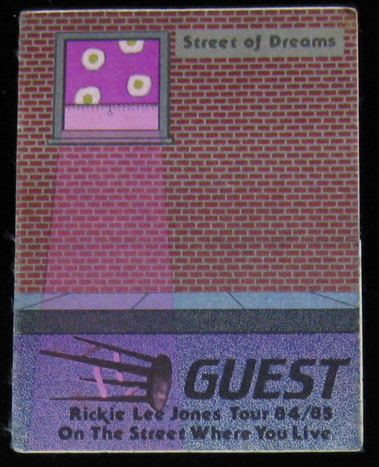 Rickie Lee Jones Street Of Dreams 1984/85 Guest Backstage Pass