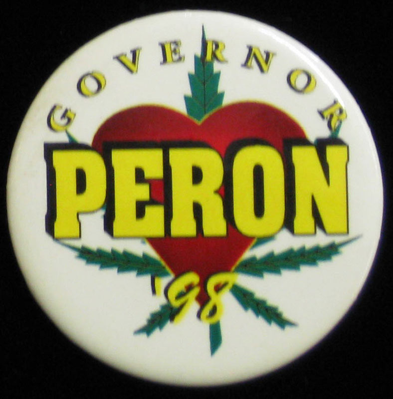 Dennis Peron 1998 CA Governor Campaign Marijuana Button Pin