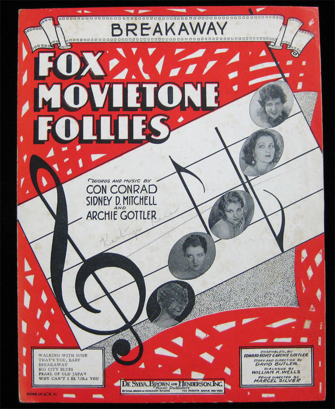 Fox Movietone Follies Breakaway Sheet Music