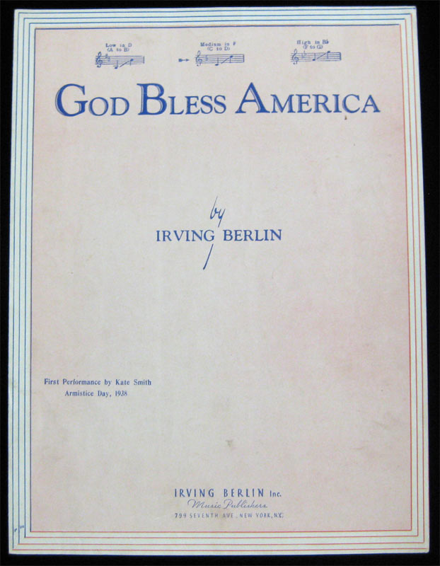 God Bless America Irving Berlin Sheet Music