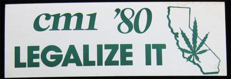 California Marijuana Initiative 1980 Bumper Sticker